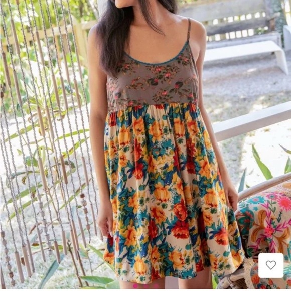 NATURAL LIFE Dresses & Skirts - SOLD Natural Life Floral Mini Dress Skater Dress Blue Yellow Orange Floral Size